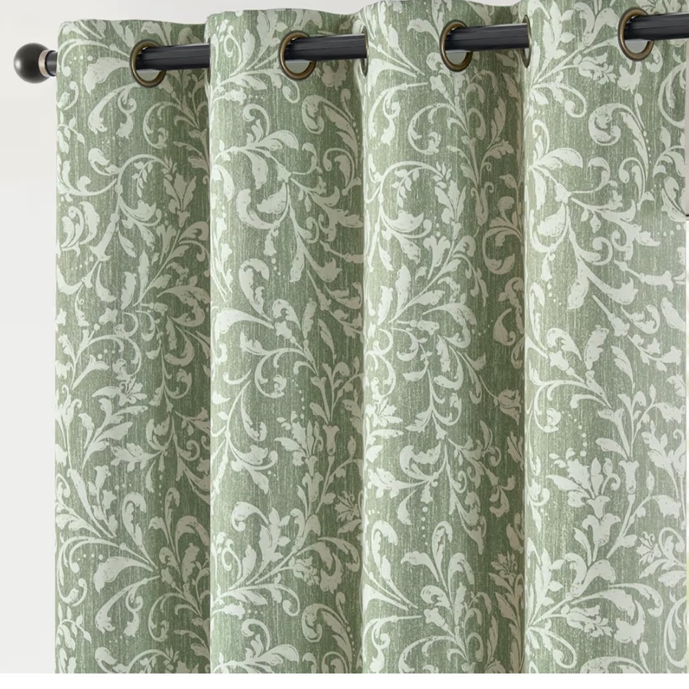 jinchan Blackout Curtains Elegant Green Floral Curtain
